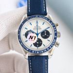 N1 Factory Omega Speedmaster 3861 Manual Winding Ceramic Bezel Fabric Strap Watch